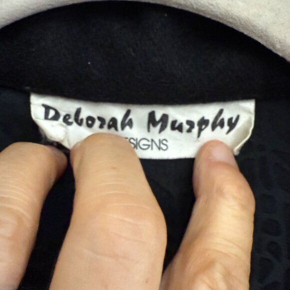 Deborah Murphy Long Sleeve Button Front Jacket Women's Blue Black Winter Chic - Picture 6 of 10